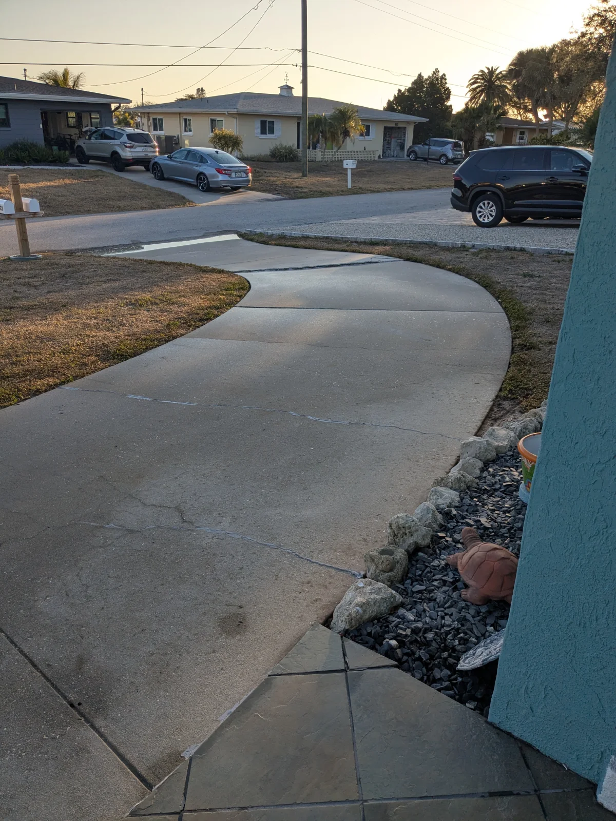 Quiet neighborhood at sunset